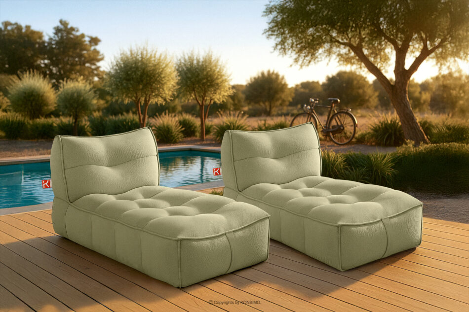 LOVIA Miękka leżanka ogrodowa w tkaninie plecionej outdoorowej 2 szt. jasny zielony/biały jasny zielony/biały - zdjęcie 20