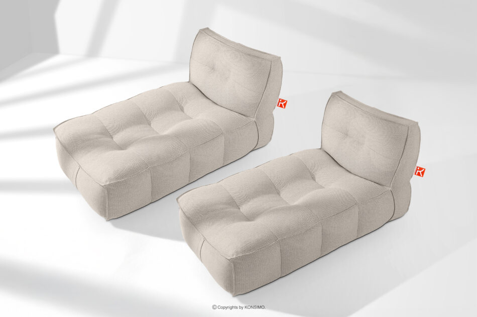 LOVIA Miękka leżanka ogrodowa w tkaninie plecionej outdoorowej 2 szt. ciemny beżowy/biały ciemny beżowy/biały - zdjęcie 1