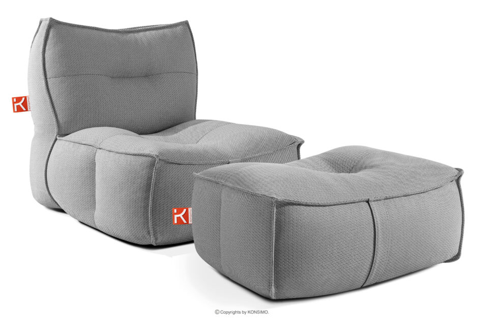 LOVIA Wygodny fotel ogrodowy i puf w tkaninie plecionej outdoorowej czarny/biały czarny/biały - zdjęcie 0