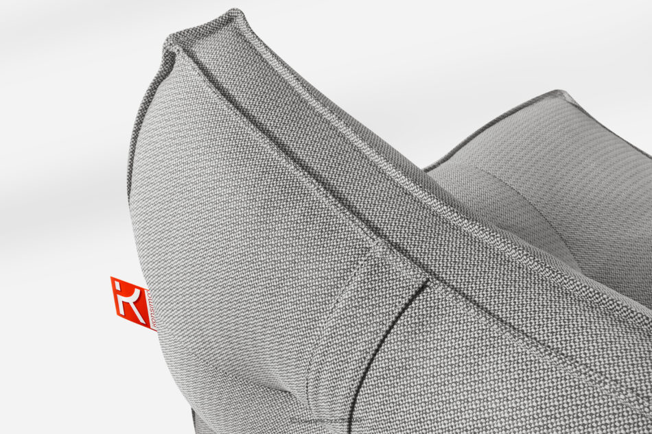 LOVIA Miękki fotel ogrodowy i puf w tkaninie plecionej outdoorowej ciemny szary/biały ciemny szary/biały - zdjęcie 6