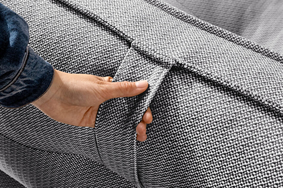 LOVIA Komplet mebli ogrodowych sofa fotel puf w tkaninie plecionej outdoorowej czarny/biały czarny/biały - zdjęcie 14