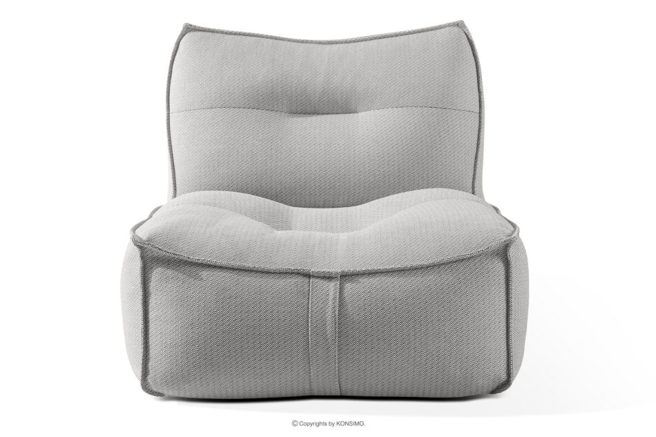 LOVIA Zestaw ogrodowy fotel sofa i puf w tkaninie plecionej outdoorowej ciemny szary/biały ciemny szary/biały - zdjęcie 2