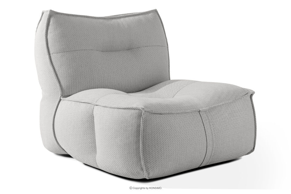 LOVIA Zestaw ogrodowy fotel sofa i puf w tkaninie plecionej outdoorowej ciemny szary/biały ciemny szary/biały - zdjęcie 3