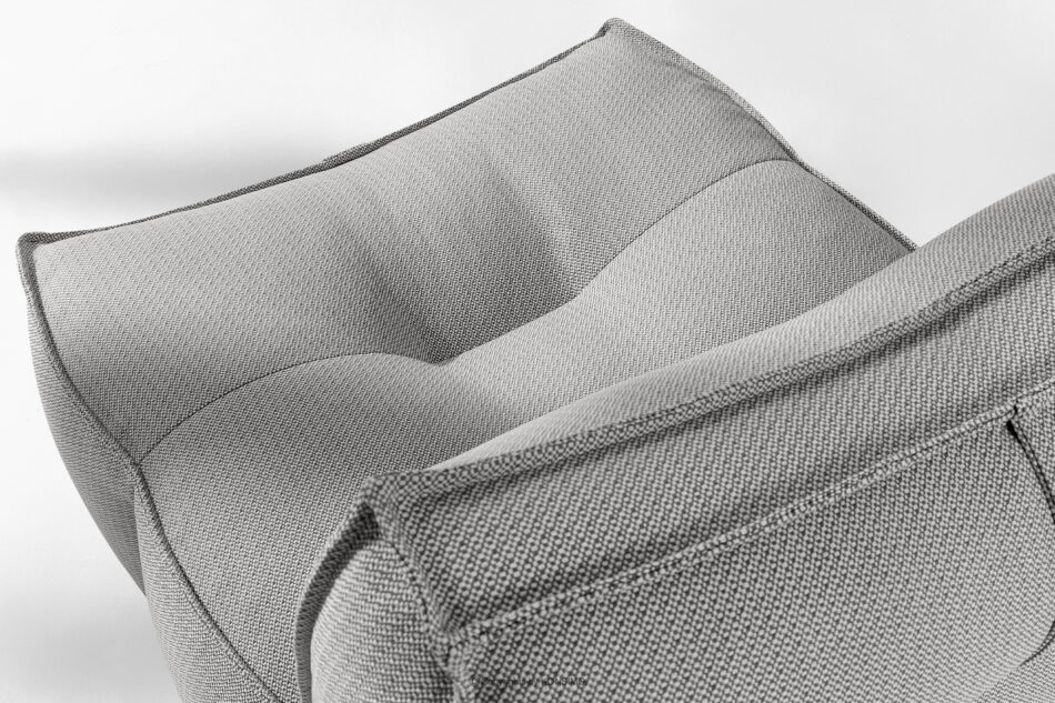 LOVIA Zestaw ogrodowy fotel sofa i puf w tkaninie plecionej outdoorowej ciemny szary/biały ciemny szary/biały - zdjęcie 7