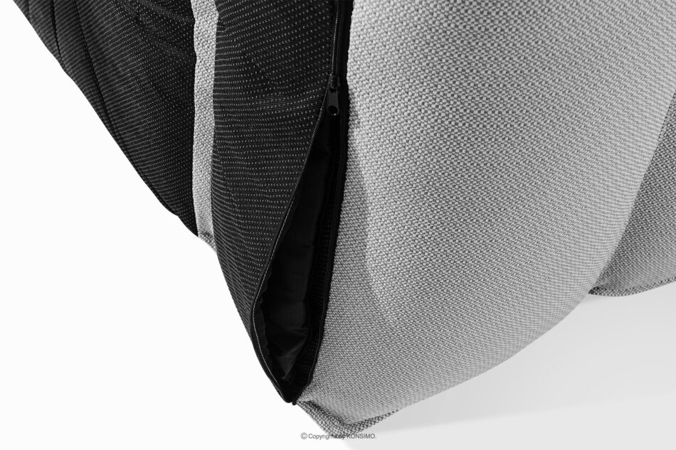 LOVIA Zestaw ogrodowy fotel sofa i puf w tkaninie plecionej outdoorowej ciemny szary/biały ciemny szary/biały - zdjęcie 10