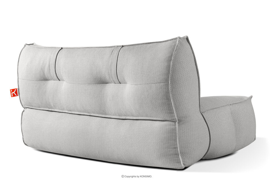 LOVIA Zestaw ogrodowy fotel sofa i puf w tkaninie plecionej outdoorowej ciemny szary/biały ciemny szary/biały - zdjęcie 25