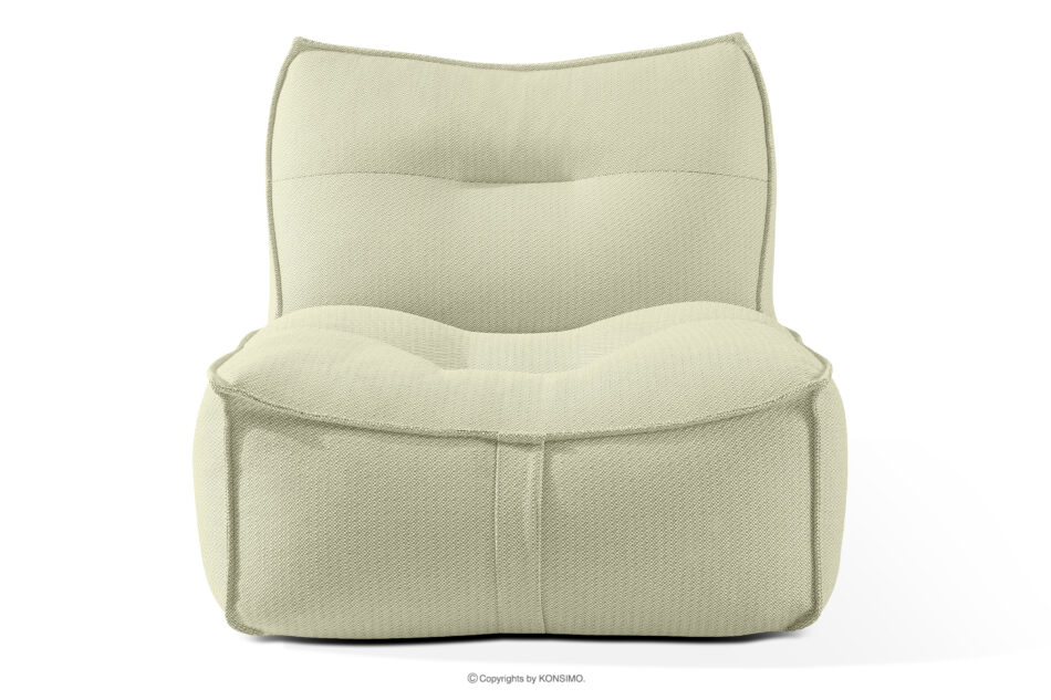 LOVIA Zestaw ogrodowy fotel sofa i puf w tkaninie plecionej outdoorowej jasny zielony/biały jasny zielony/biały - zdjęcie 2