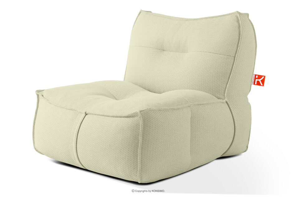 LOVIA Zestaw ogrodowy fotel sofa i puf w tkaninie plecionej outdoorowej jasny zielony/biały jasny zielony/biały - zdjęcie 4