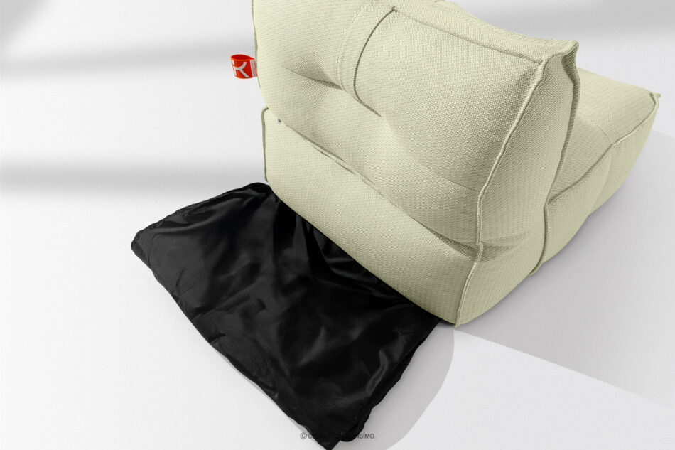 LOVIA Zestaw ogrodowy fotel sofa i puf w tkaninie plecionej outdoorowej jasny zielony/biały jasny zielony/biały - zdjęcie 11