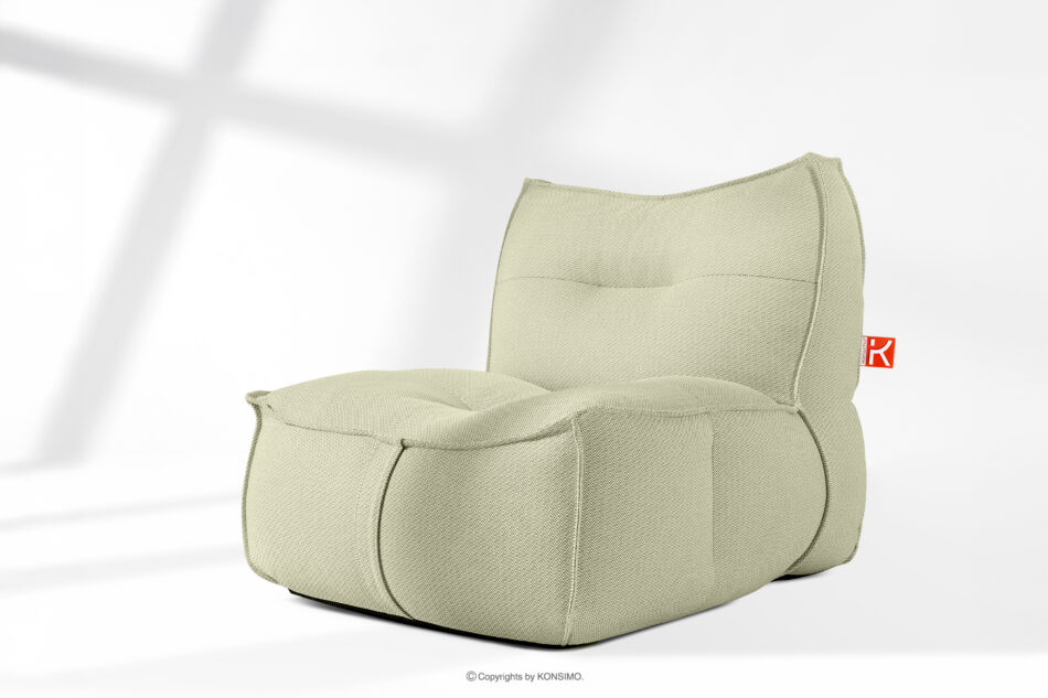 LOVIA Zestaw ogrodowy fotel sofa i puf w tkaninie plecionej outdoorowej jasny zielony/biały jasny zielony/biały - zdjęcie 30