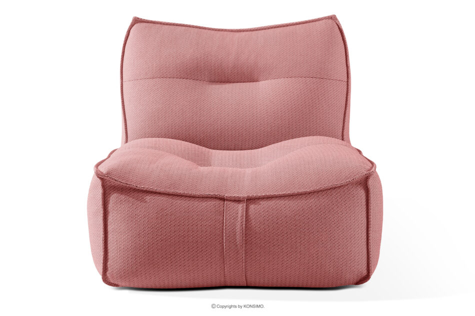 LOVIA Komplet mebli ogrodowych sofa fotel puf w tkaninie plecionej outdoorowej czerwony/biały czerwony/biały - zdjęcie 2