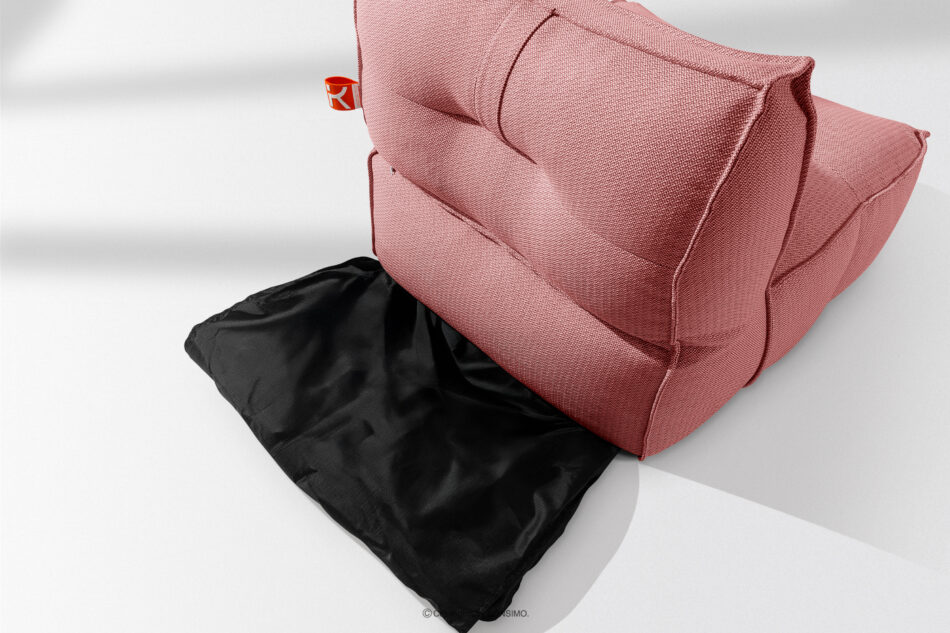 LOVIA Komplet mebli ogrodowych sofa fotel puf w tkaninie plecionej outdoorowej czerwony/biały czerwony/biały - zdjęcie 11