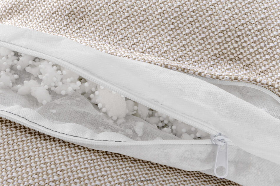 LOVIA Zestaw ogrodowy fotel sofa i puf w tkaninie plecionej outdoorowej ciemny beżowy/biały ciemny beżowy/biały - zdjęcie 13