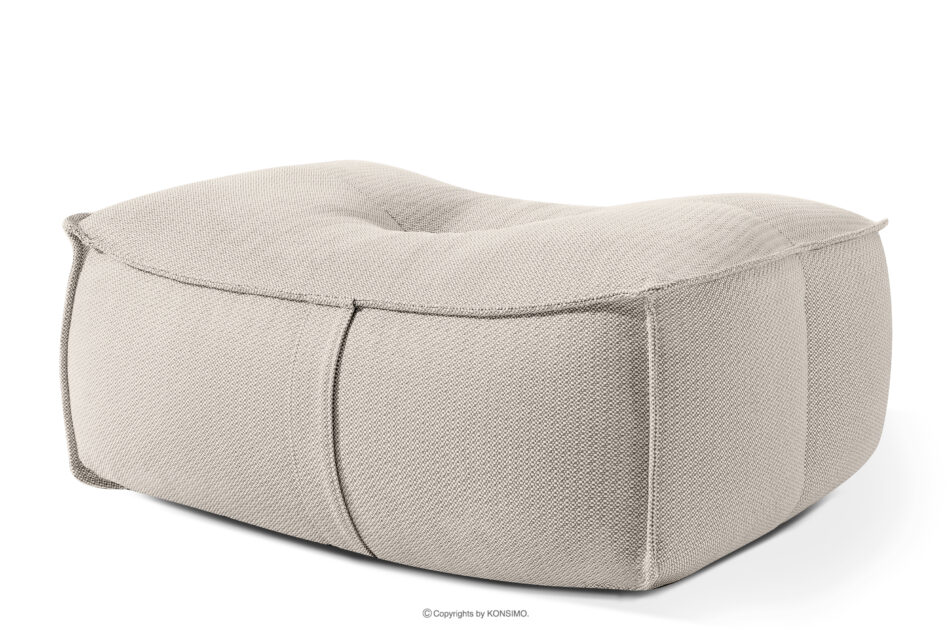 LOVIA Zestaw ogrodowy fotel sofa i puf w tkaninie plecionej outdoorowej ciemny beżowy/biały ciemny beżowy/biały - zdjęcie 16