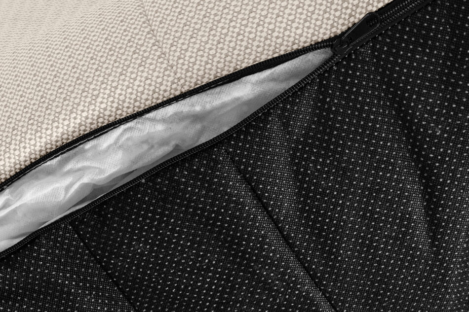 LOVIA Zestaw ogrodowy fotel sofa i puf w tkaninie plecionej outdoorowej ciemny beżowy/biały ciemny beżowy/biały - zdjęcie 21