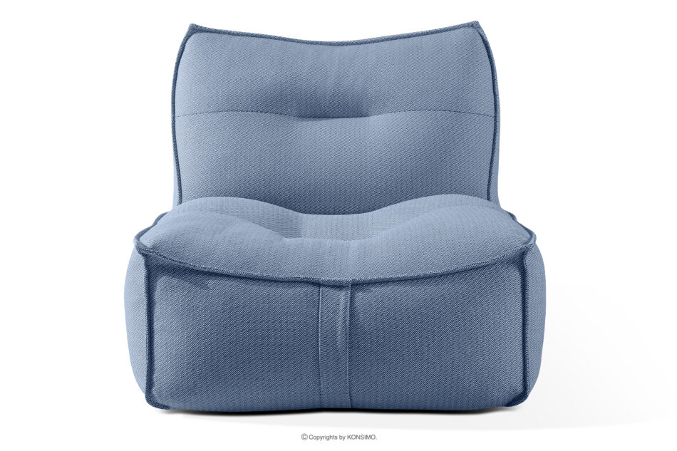LOVIA Komplet mebli ogrodowych sofa fotel puf w tkaninie plecionej outdoorowej granatowy/biały granatowy/biały - zdjęcie 2