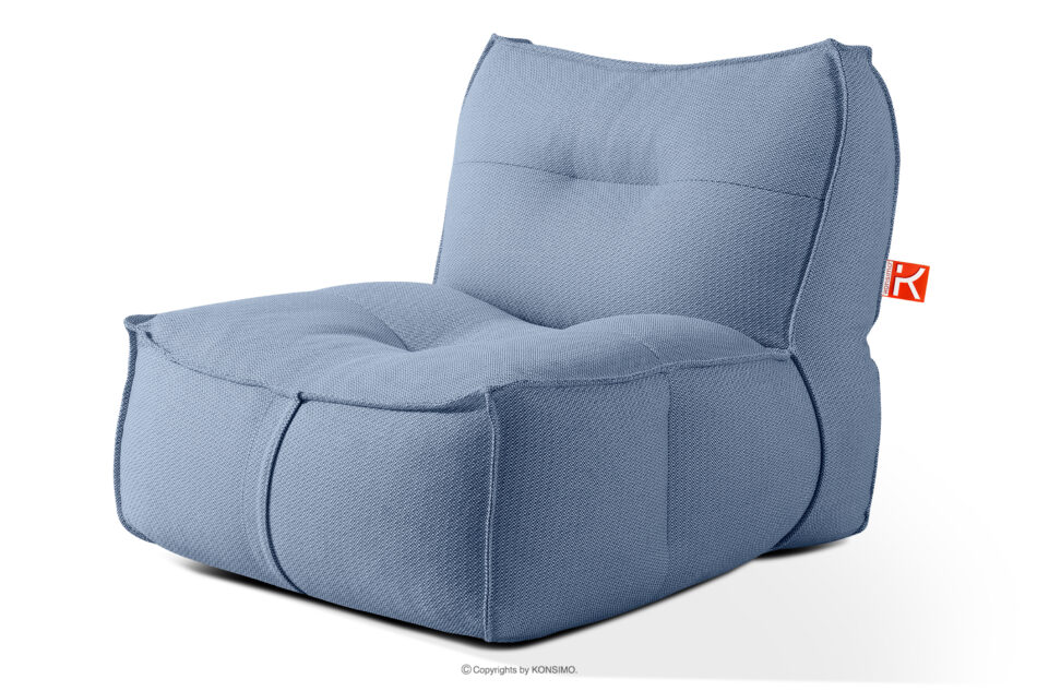 LOVIA Komplet mebli ogrodowych sofa fotel puf w tkaninie plecionej outdoorowej granatowy/biały granatowy/biały - zdjęcie 4