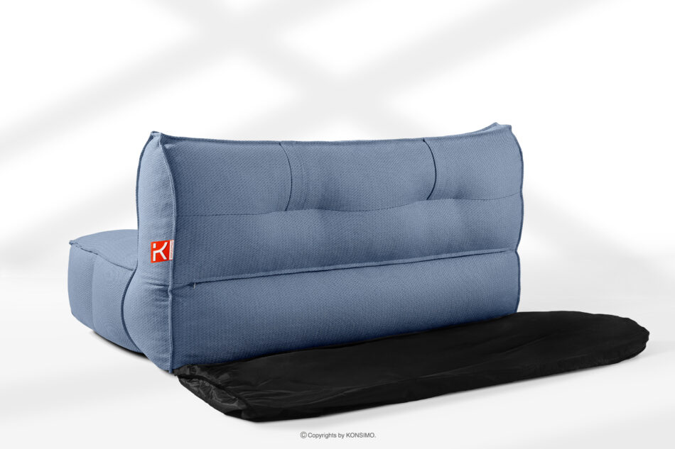 LOVIA Komplet mebli ogrodowych sofa fotel puf w tkaninie plecionej outdoorowej granatowy/biały granatowy/biały - zdjęcie 26