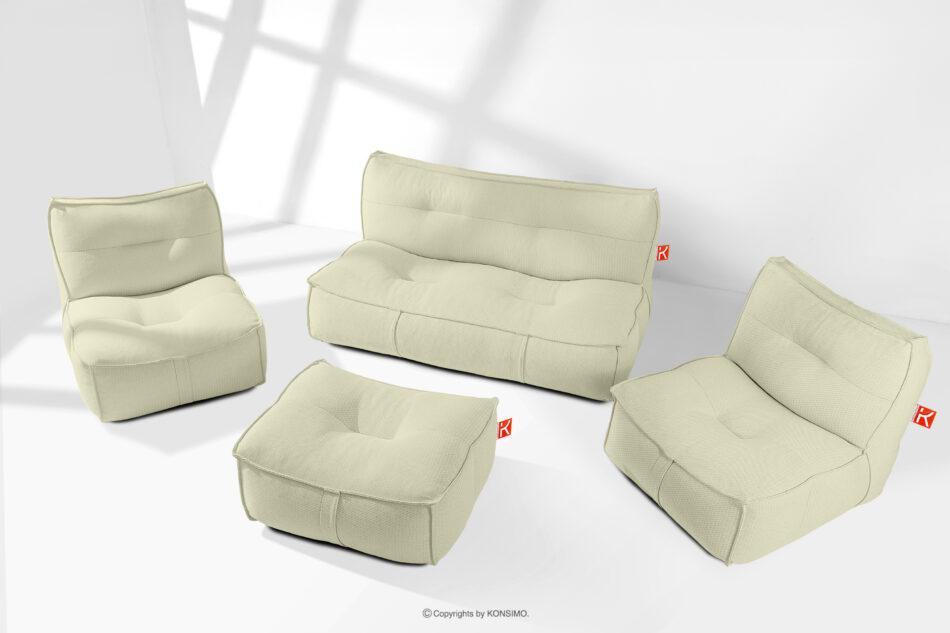 LOVIA Miękkie meble ogrodowe w tkaninie plecionej outdoorowej jasny zielony/biały jasny zielony/biały - zdjęcie 1