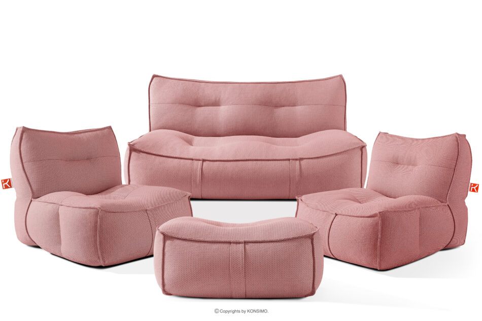 LOVIA Zestaw mebli ogrodowych w tkaninie plecionej outdoorowej czerwony/biały czerwony/biały - zdjęcie 0