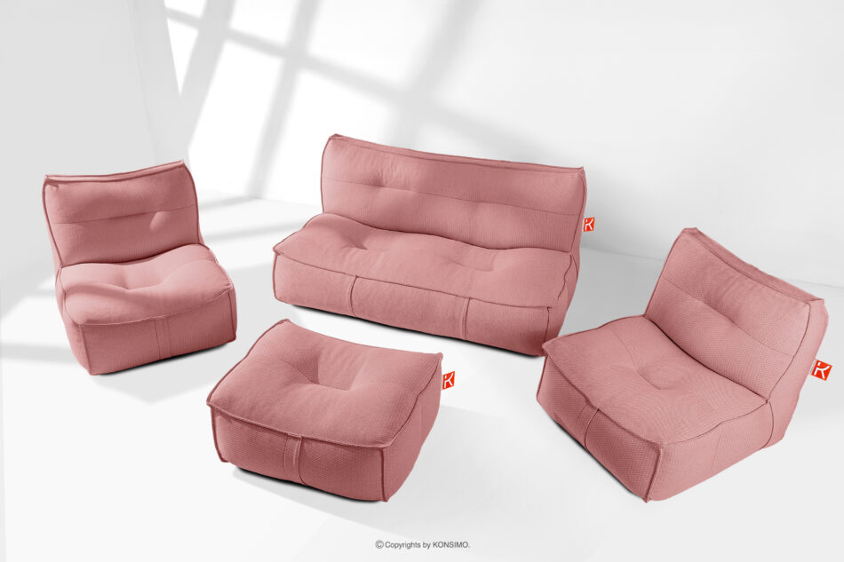 LOVIA Zestaw mebli ogrodowych w tkaninie plecionej outdoorowej czerwony/biały czerwony/biały - zdjęcie 1