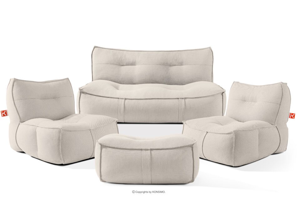 LOVIA Miękkie meble ogrodowe w tkaninie plecionej outdoorowej ciemny beżowy/biały ciemny beżowy/biały - zdjęcie 0