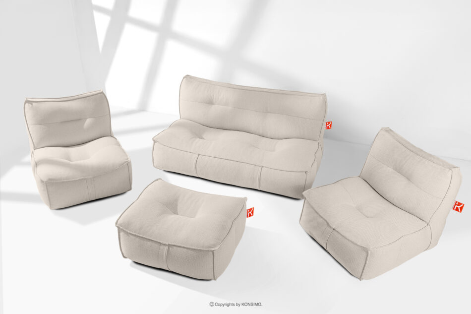 LOVIA Miękkie meble ogrodowe w tkaninie plecionej outdoorowej ciemny beżowy/biały ciemny beżowy/biały - zdjęcie 1