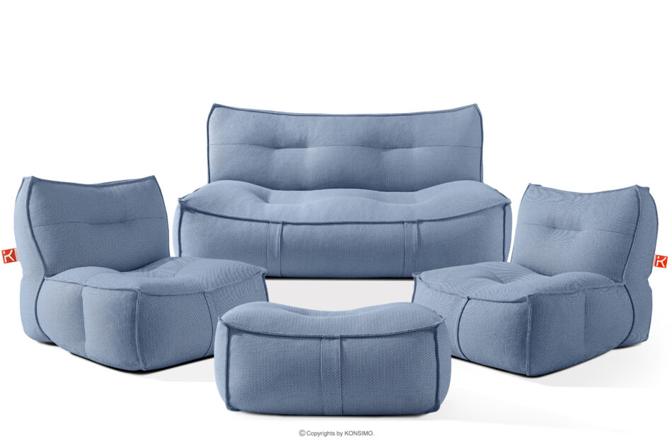 LOVIA Zestaw mebli ogrodowych w tkaninie plecionej outdoorowej granatowy/biały granatowy/biały - zdjęcie 0