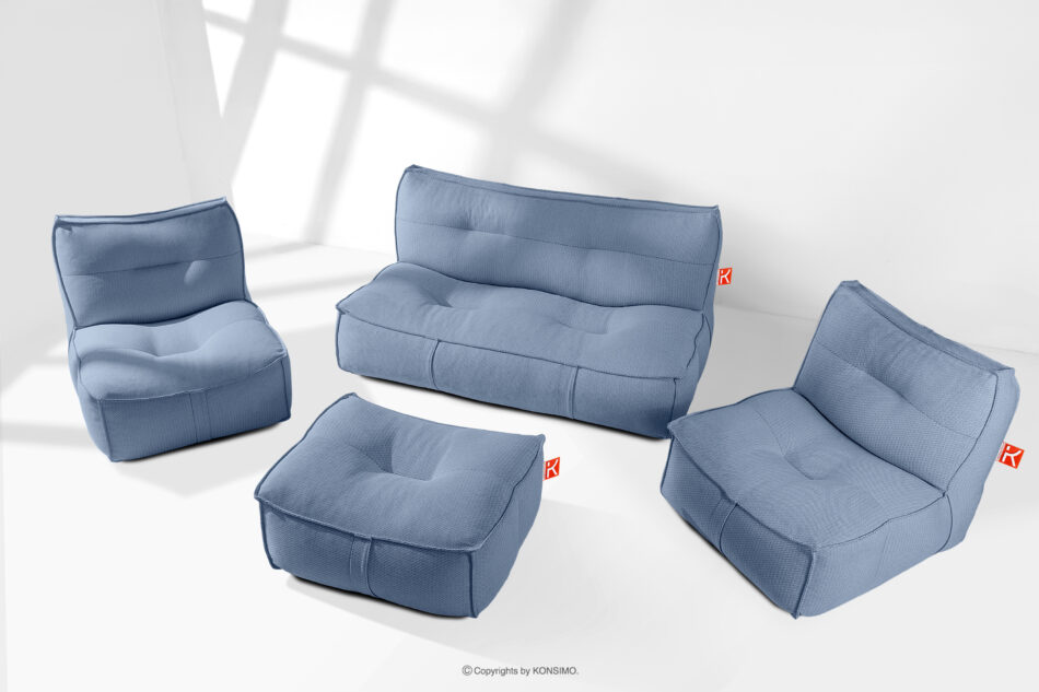 LOVIA Zestaw mebli ogrodowych w tkaninie plecionej outdoorowej granatowy/biały granatowy/biały - zdjęcie 1