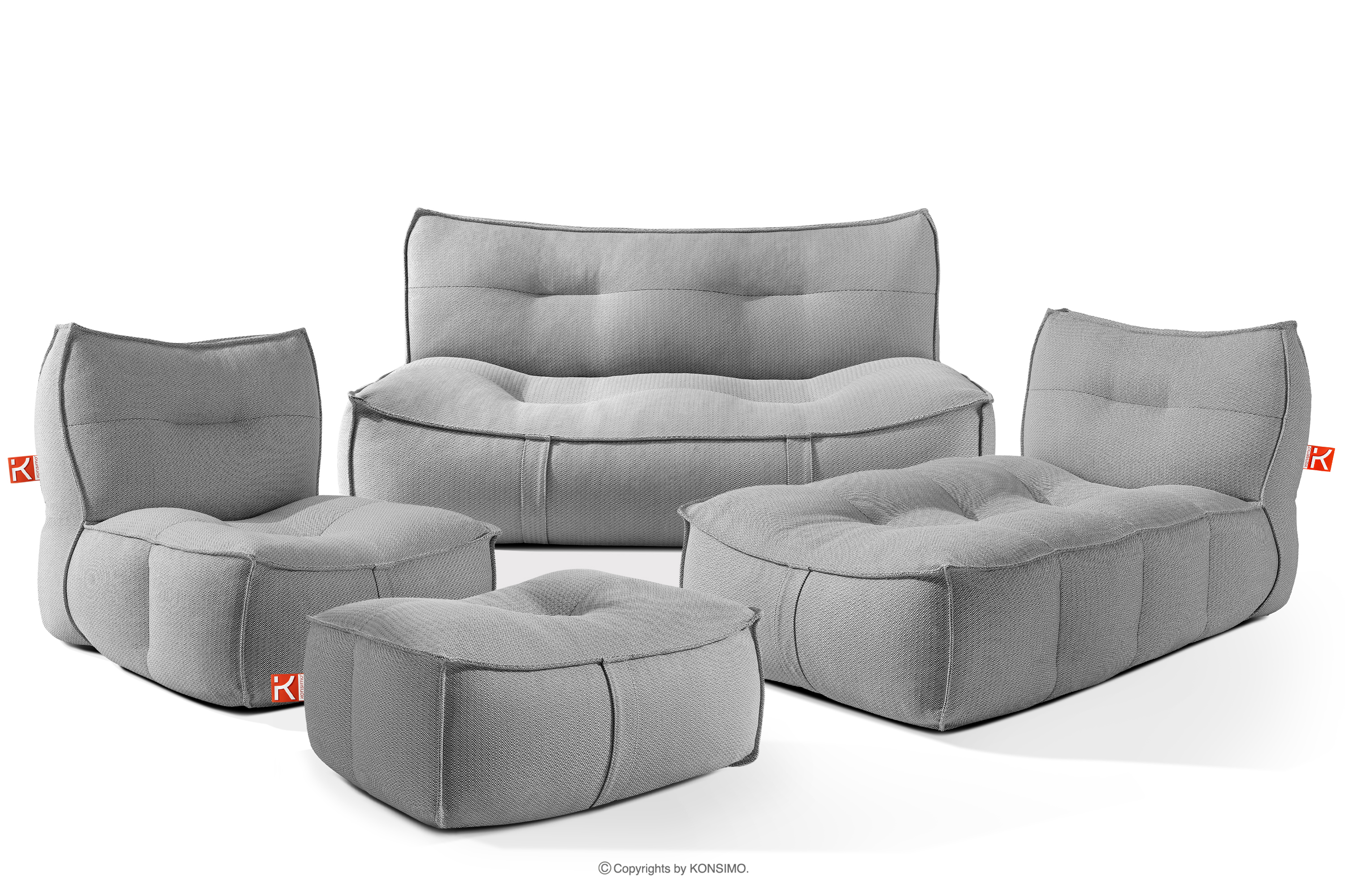 Meble ogrodowe sofa fotel szezlong puf tkanina pleciona outdoorowa czarny/biały