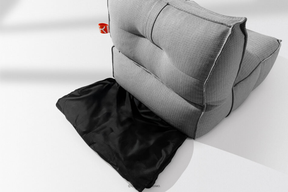 LOVIA Meble ogrodowe sofa fotel szezlong puf tkanina pleciona outdoorowa czarny/biały czarny/biały - zdjęcie 11