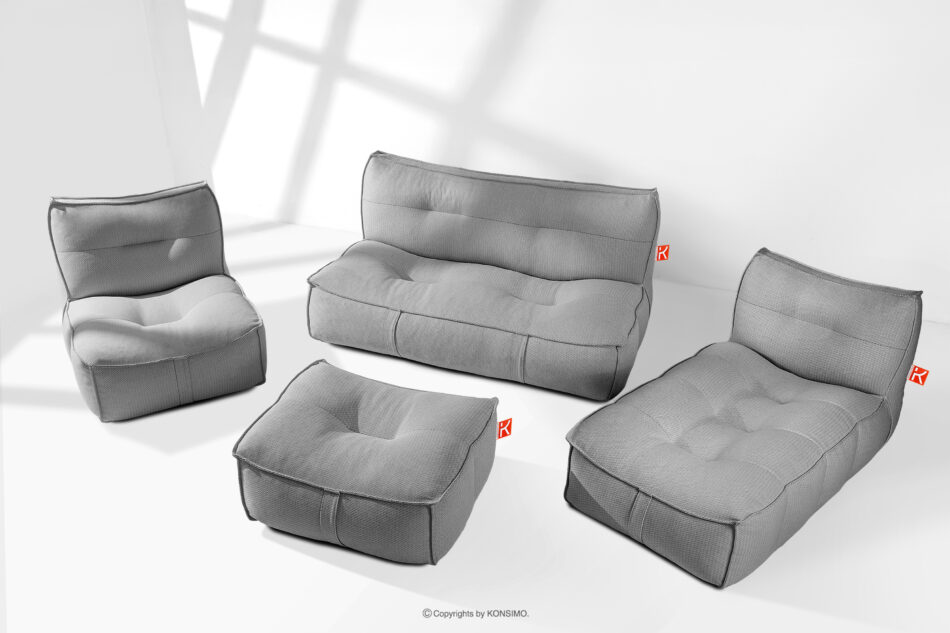 LOVIA Meble ogrodowe sofa fotel szezlong puf tkanina pleciona outdoorowa czarny/biały czarny/biały - zdjęcie 1