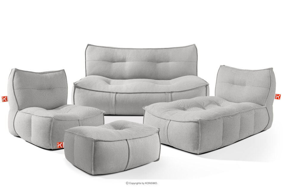 LOVIA Zestaw mebli ogrodowych sofa fotel szezlong puf tkanina pleciona outdoorowa ciemny szary/biały ciemny szary/biały - zdjęcie 0