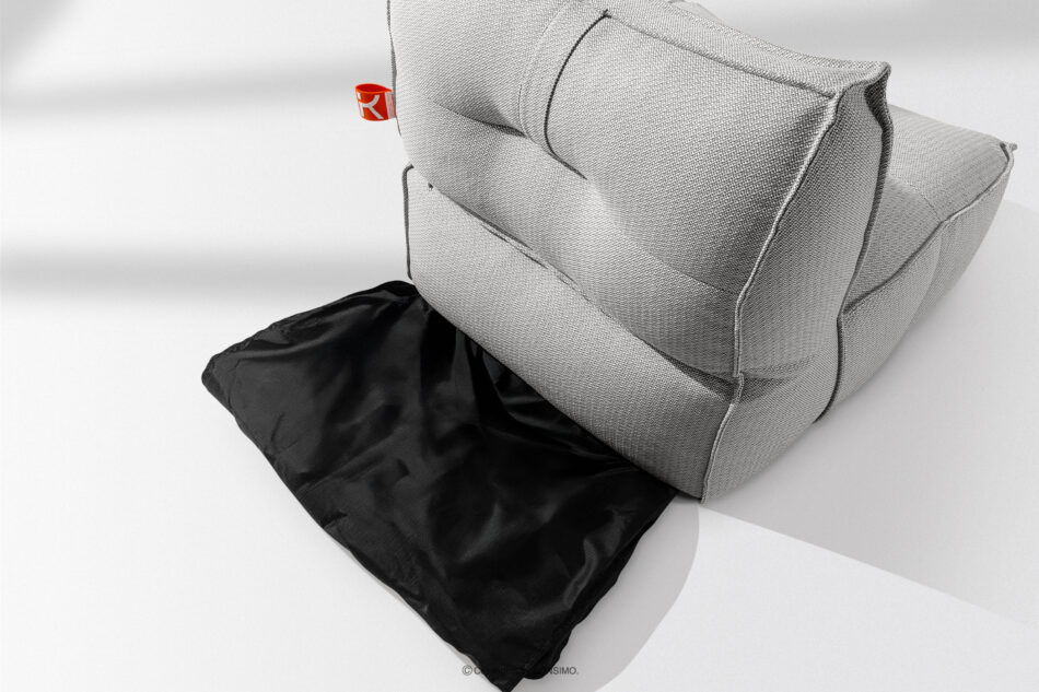 LOVIA Zestaw mebli ogrodowych sofa fotel szezlong puf tkanina pleciona outdoorowa ciemny szary/biały ciemny szary/biały - zdjęcie 11