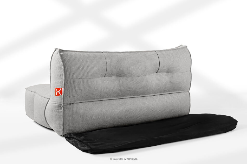 LOVIA Zestaw mebli ogrodowych sofa fotel szezlong puf tkanina pleciona outdoorowa ciemny szary/biały ciemny szary/biały - zdjęcie 26