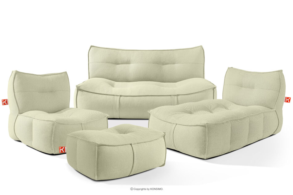 LOVIA Zestaw mebli ogrodowych sofa fotel szezlong puf tkanina pleciona outdoorowa jasny zielony/biały jasny zielony/biały - zdjęcie 0