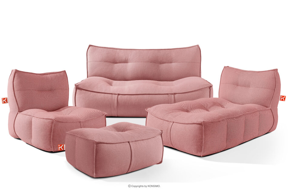 LOVIA Meble ogrodowe sofa fotel szezlong puf tkanina pleciona outdoorowa czerwony/biały czerwony/biały - zdjęcie 0