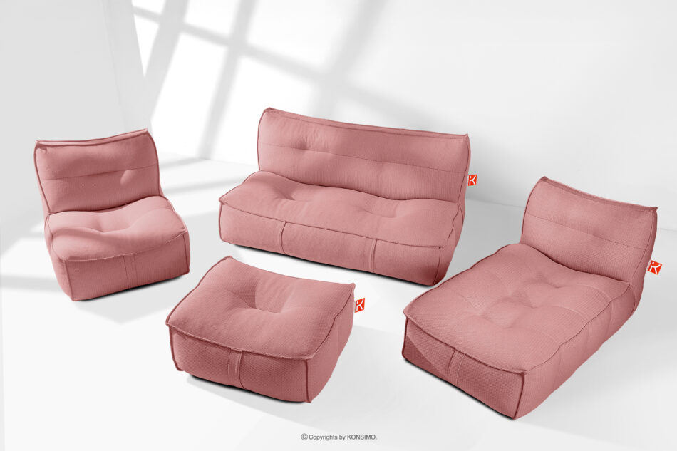 LOVIA Meble ogrodowe sofa fotel szezlong puf tkanina pleciona outdoorowa czerwony/biały czerwony/biały - zdjęcie 1