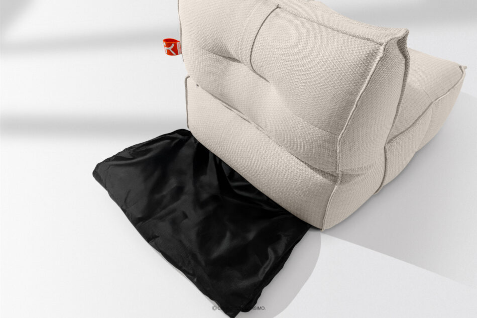 LOVIA Zestaw mebli ogrodowych sofa fotel szezlong puf tkanina pleciona outdoorowa ciemny beżowy/biały ciemny beżowy/biały - zdjęcie 11