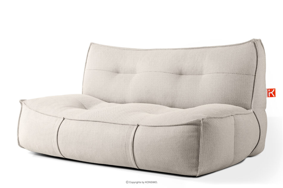 LOVIA Zestaw mebli ogrodowych sofa fotel szezlong puf tkanina pleciona outdoorowa ciemny beżowy/biały ciemny beżowy/biały - zdjęcie 24