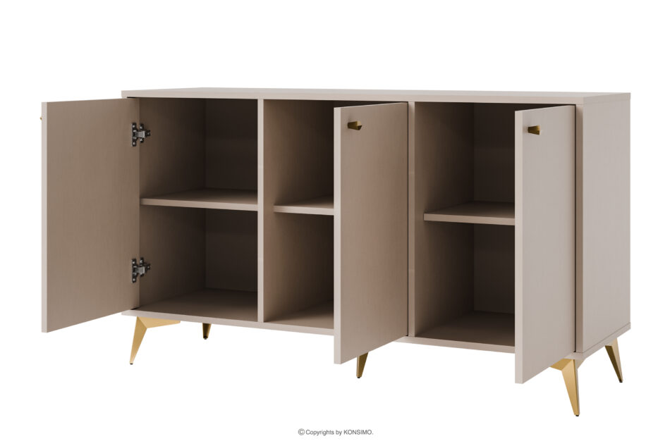 FLOREN Komoda kremowa ze złotymi nóżkami modern kremowy/złoty - zdjęcie 2