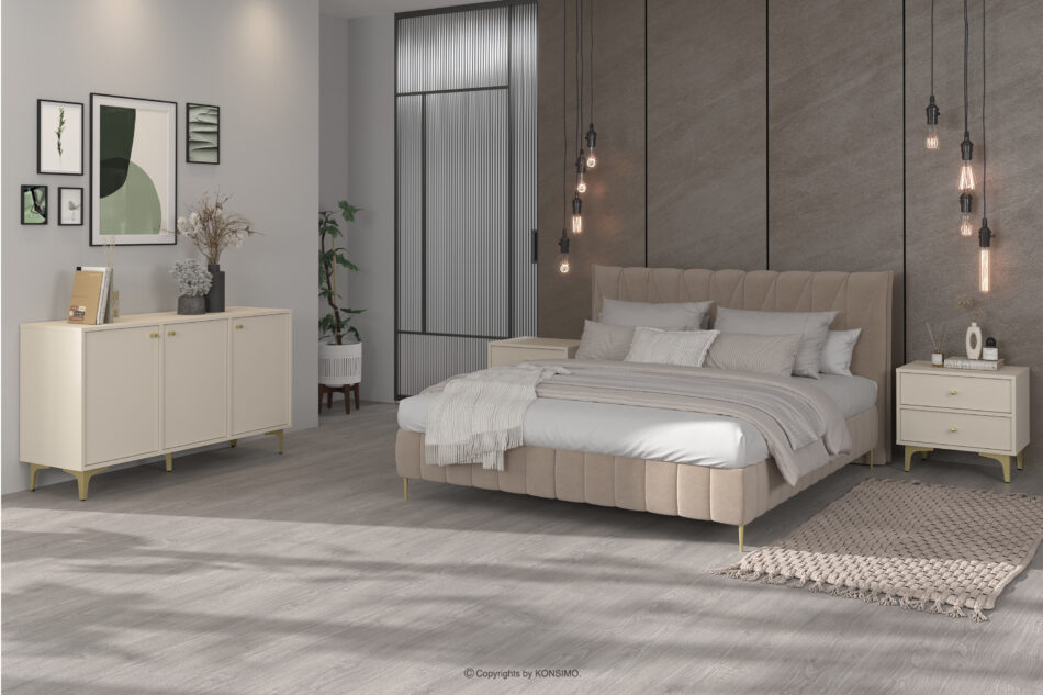 FLOREN Komoda kremowa ze złotymi nóżkami modern kremowy/złoty - zdjęcie 4