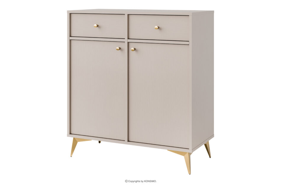 FLOREN Komoda kremowa ze złotymi nóżkami nowoczesna kremowy/złoty - zdjęcie 0