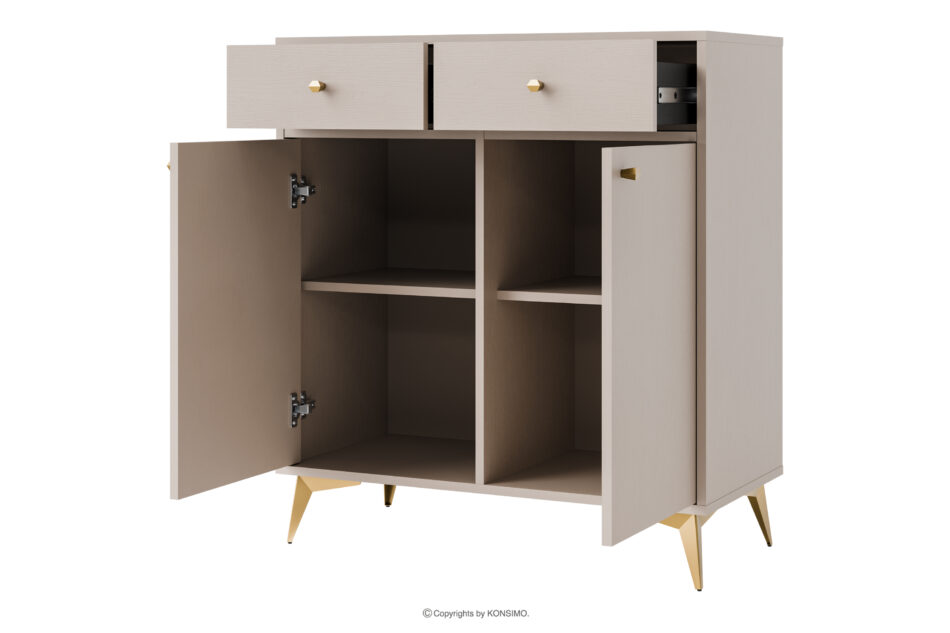 FLOREN Komoda kremowa ze złotymi nóżkami nowoczesna kremowy/złoty - zdjęcie 2