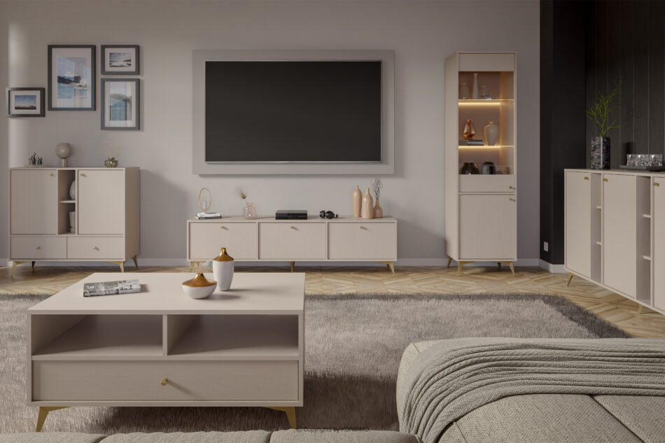 FLOREN Komoda kremowa ze złotymi nóżkami nowoczesna kremowy/złoty - zdjęcie 7