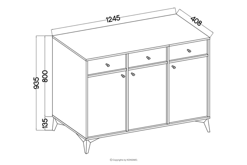 FLOREN Szeroka komoda kremowa ze złotymi nóżkami nowoczesna kremowy/złoty - zdjęcie 7