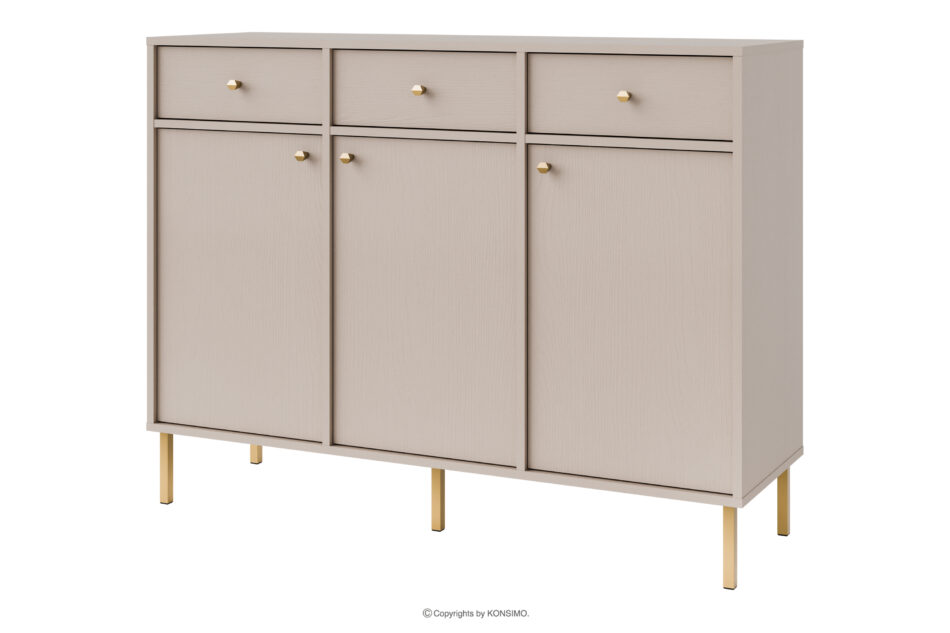 FLOREN Szeroka kremowa komoda ze złotymi nóżkami nowoczesna kremowy/złoty - zdjęcie 0