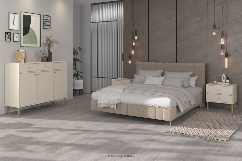 FLOREN Szeroka kremowa komoda ze złotymi nóżkami nowoczesna kremowy/złoty - zdjęcie 1