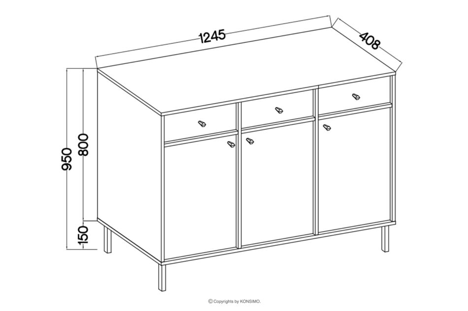 FLOREN Szeroka kremowa komoda ze złotymi nóżkami nowoczesna kremowy/złoty - zdjęcie 7