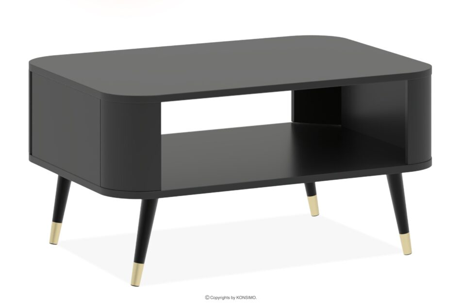 LONA Nowoczesny stolik kawowy na złotych nóżkach czarny czarny - zdjęcie 0